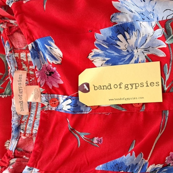 Band of Gypsies Red Wrap Tie Front Maxi Dress Floral Print Size Small - Picture 7 of 8